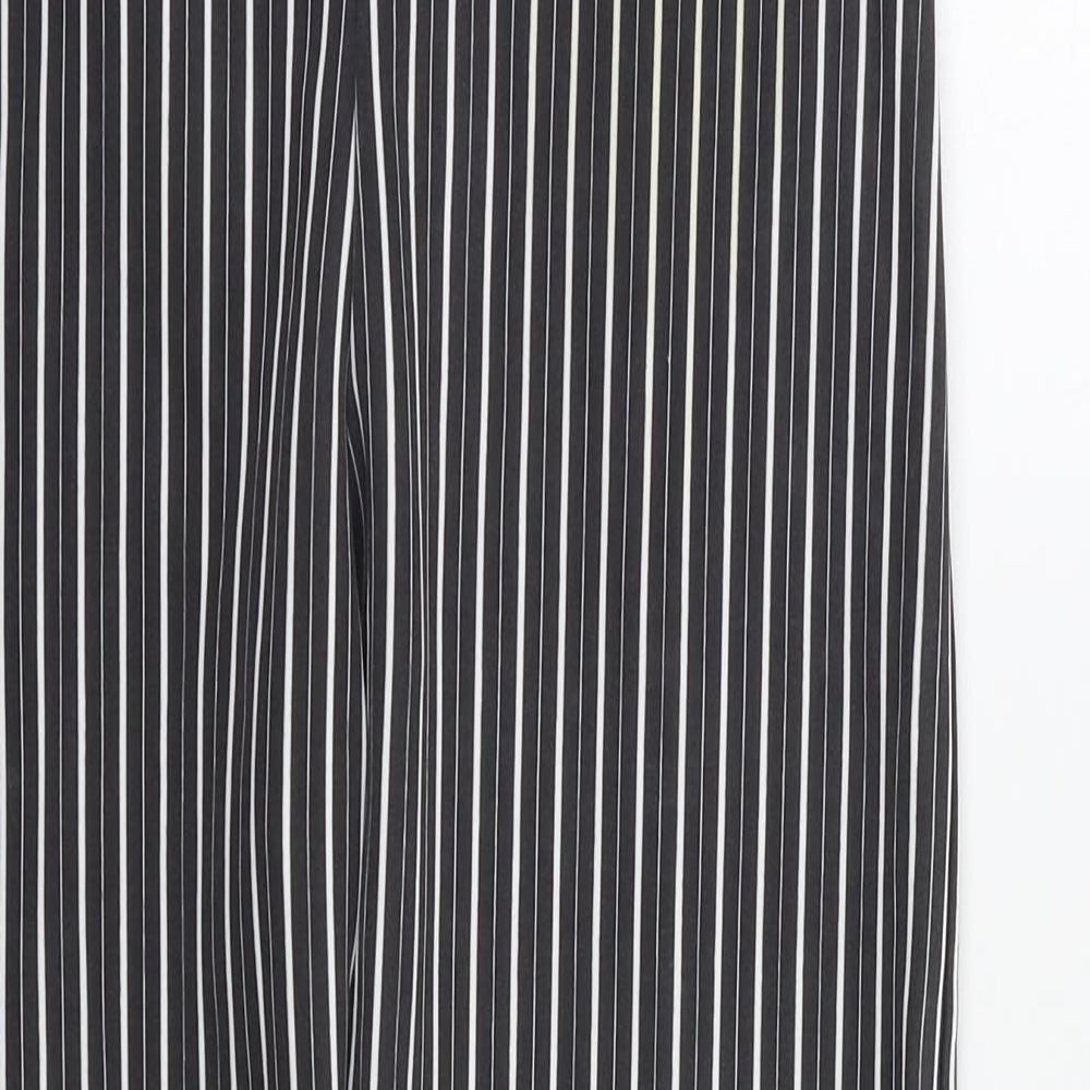 PRETTYLITTLETHING Womens Black Striped  Trousers  Size 6 L23 in