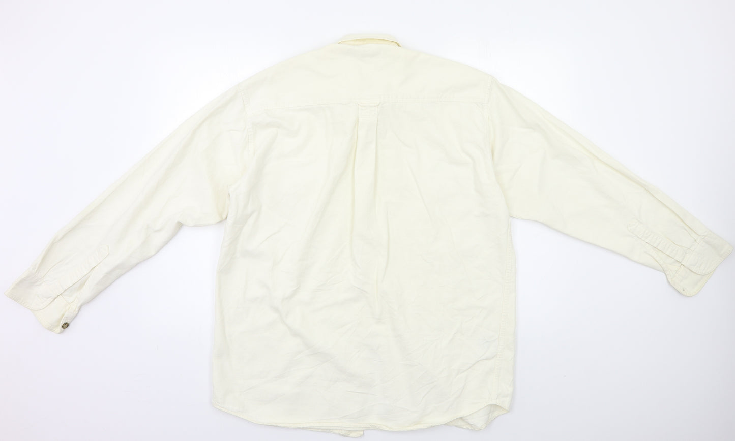 M&S Mens White    Button-Up Size M
