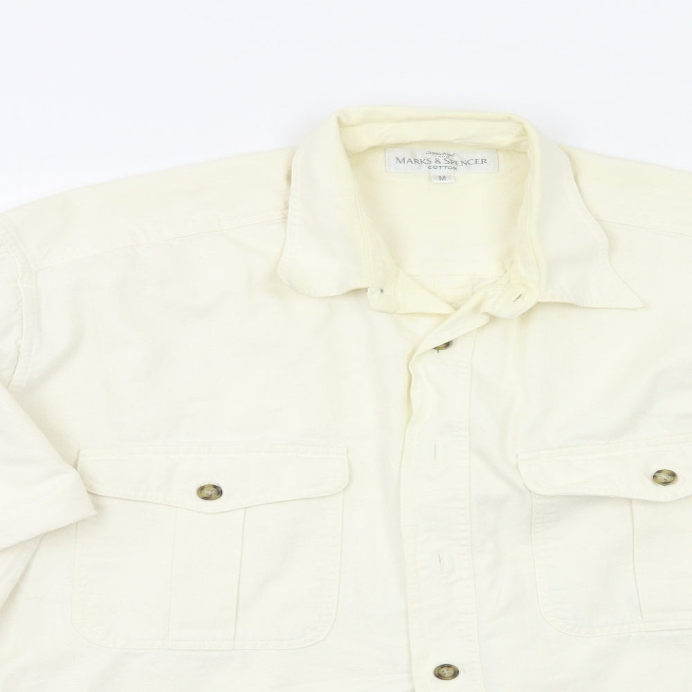M&S Mens White    Button-Up Size M