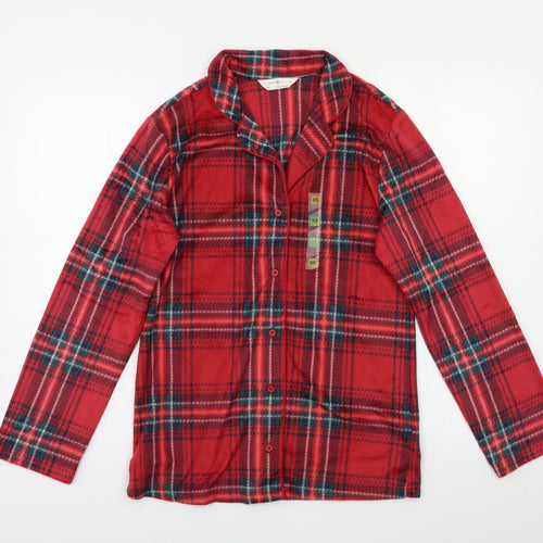M&S Womens Red Check  Top Pyjama Top Size XS