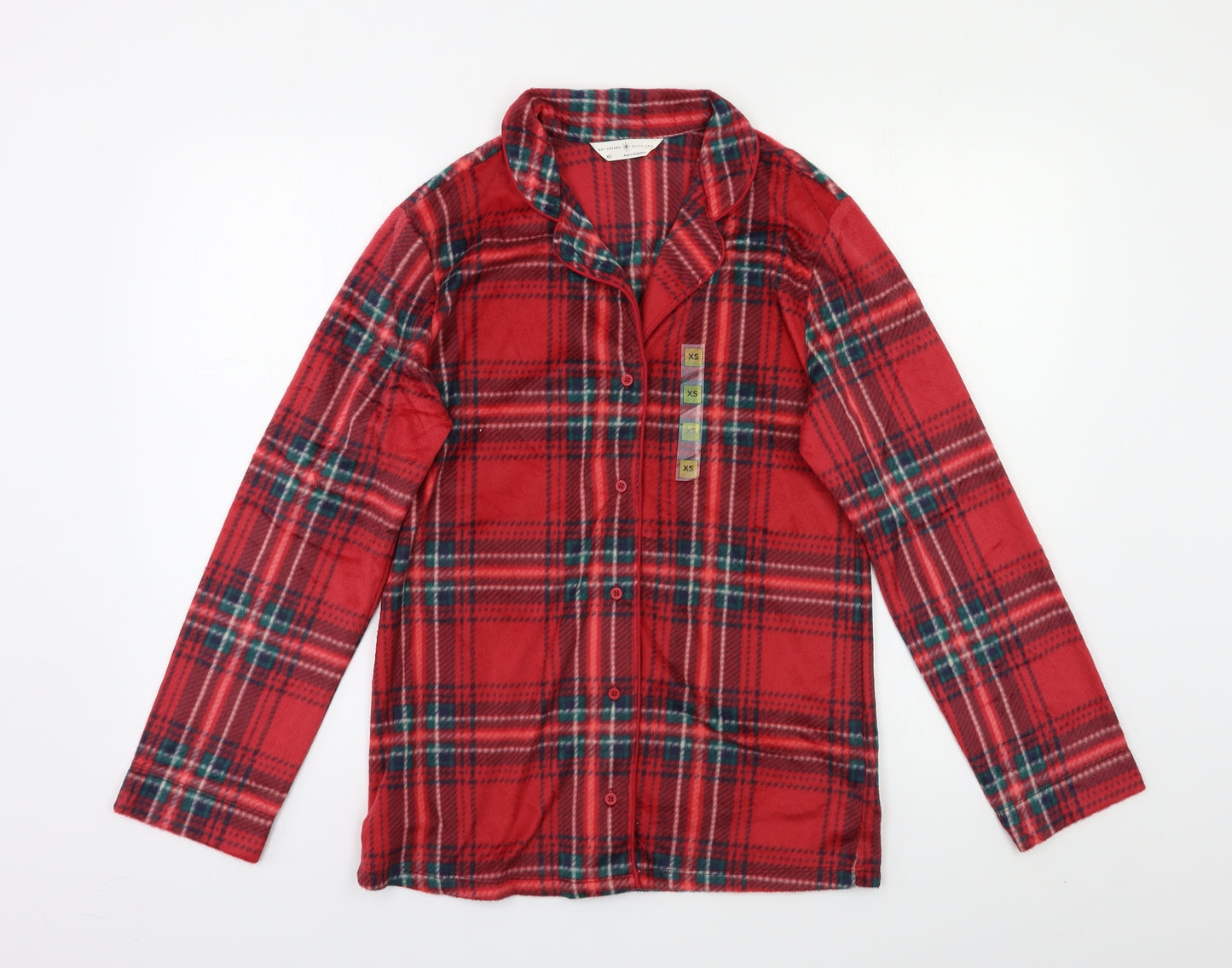 M&S Womens Red Check  Top Pyjama Top Size XS