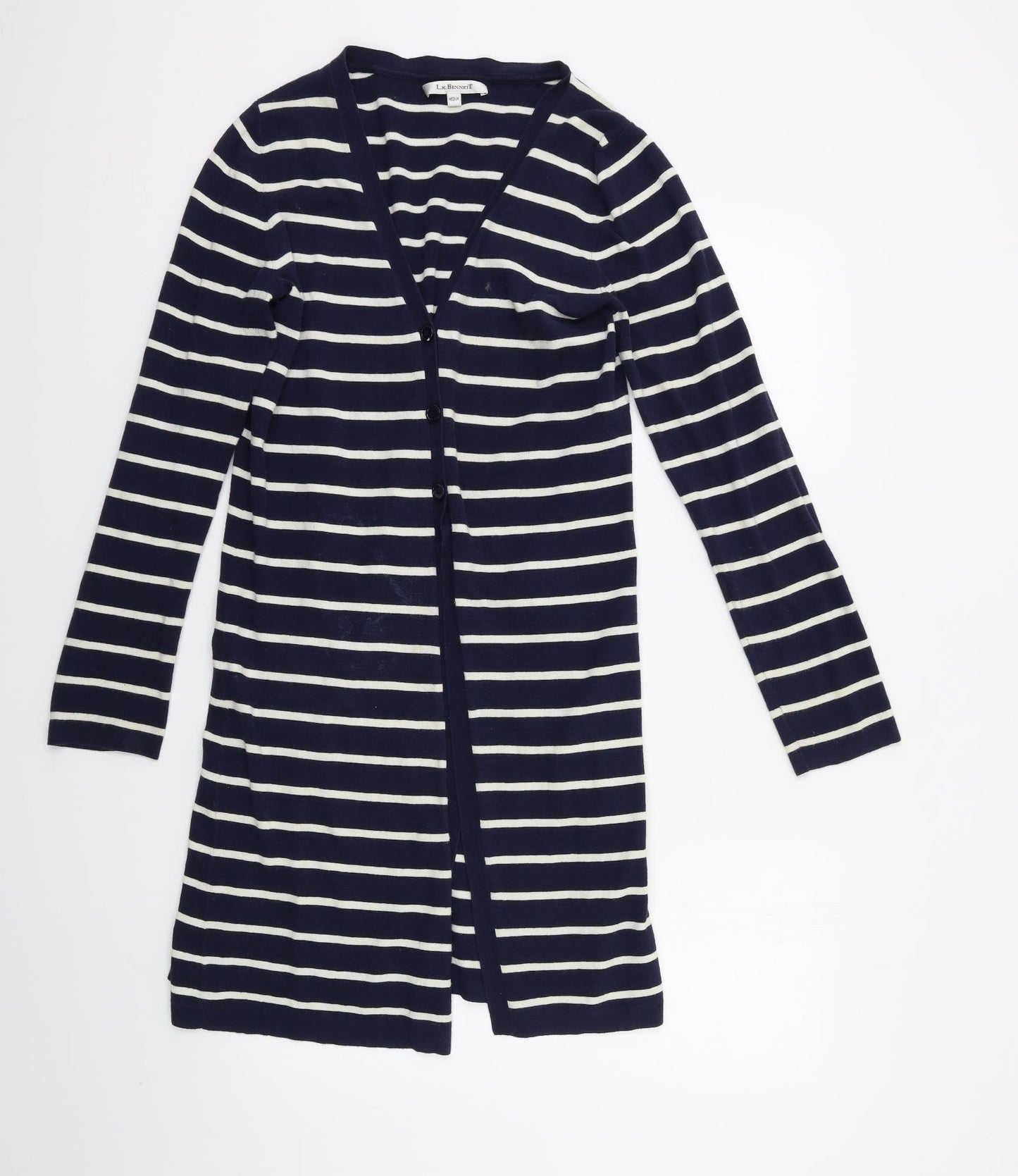 LK Bennett Womens Blue Striped  Cardigan Jumper Size M