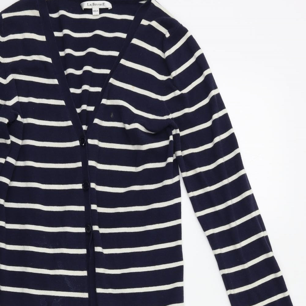 LK Bennett Womens Blue Striped  Cardigan Jumper Size M