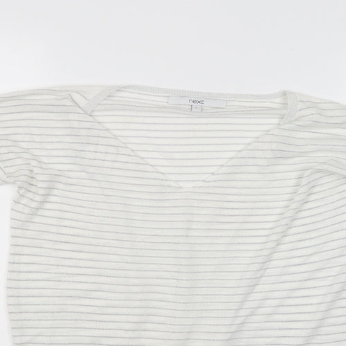 NEXT Womens White Striped  Basic Blouse Size 8
