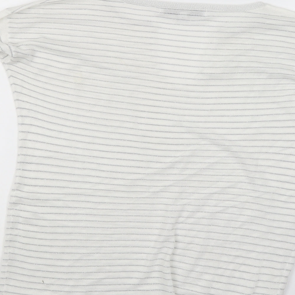NEXT Womens White Striped  Basic Blouse Size 8