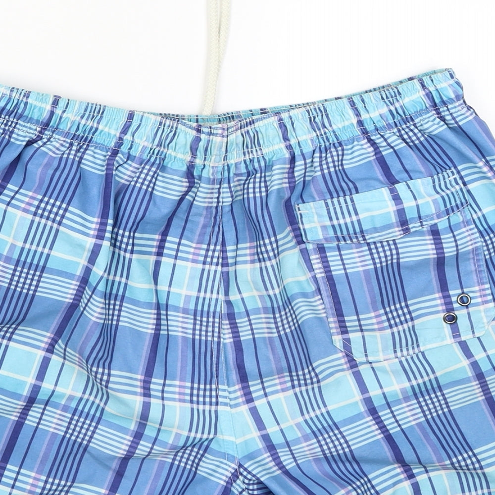 TU Mens Blue Check  Sweat Shorts Size M