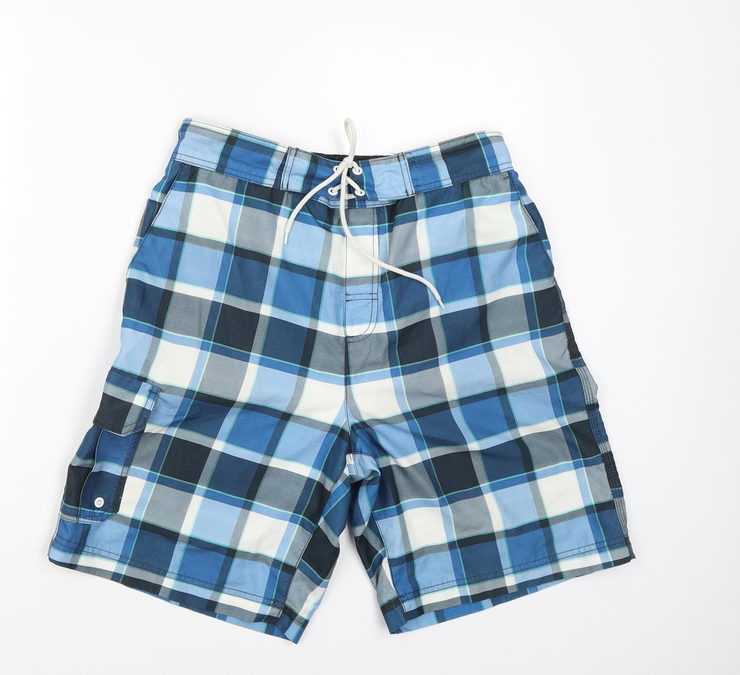 George Mens Blue Check  Sweat Shorts Size M