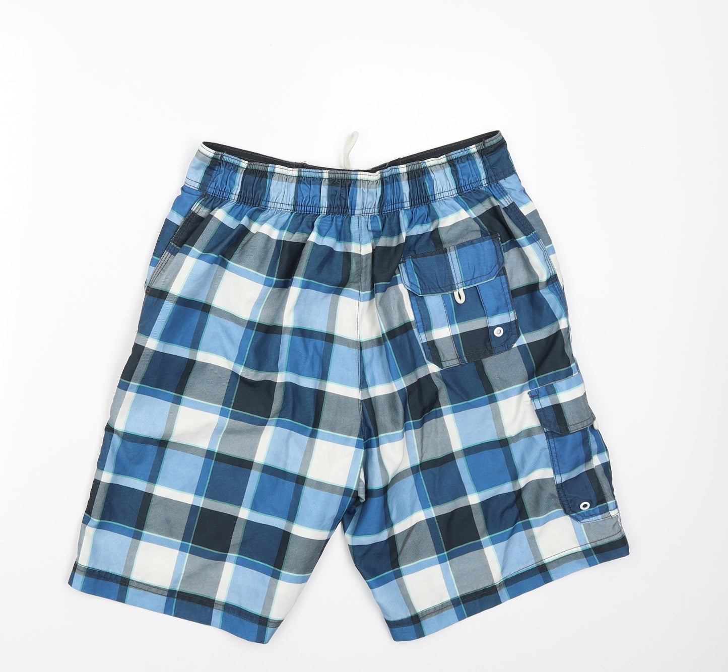 George Mens Blue Check  Sweat Shorts Size M
