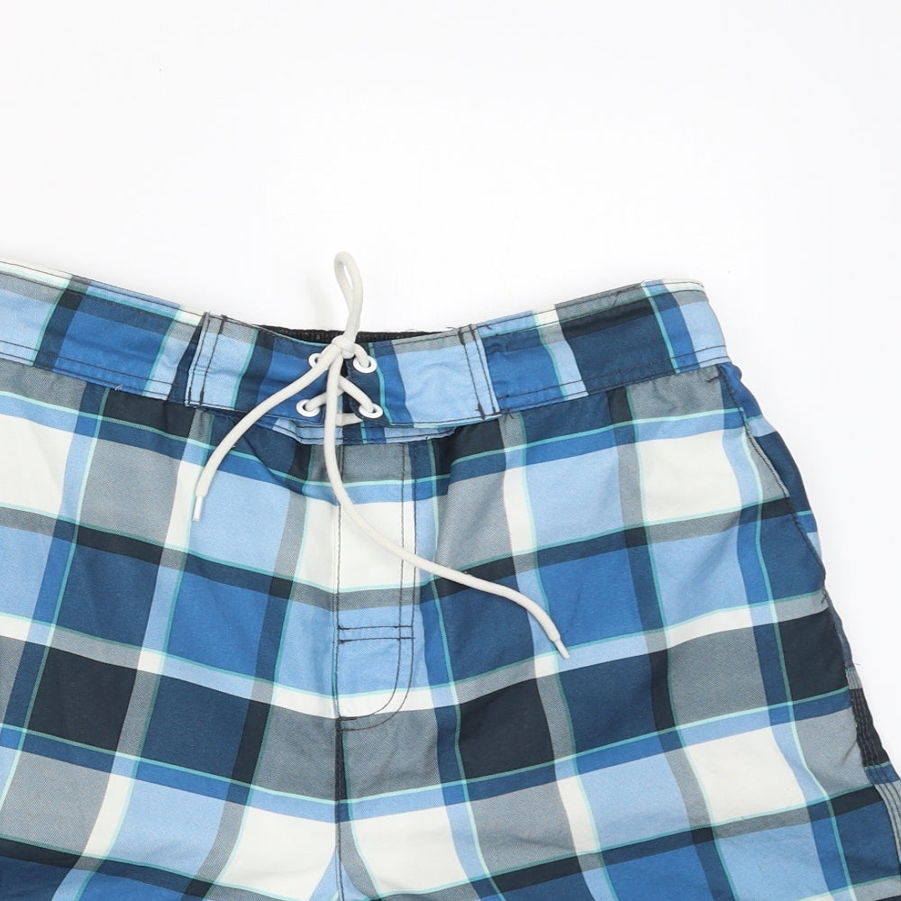 George Mens Blue Check  Sweat Shorts Size M