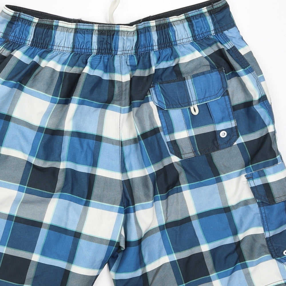 George Mens Blue Check  Sweat Shorts Size M