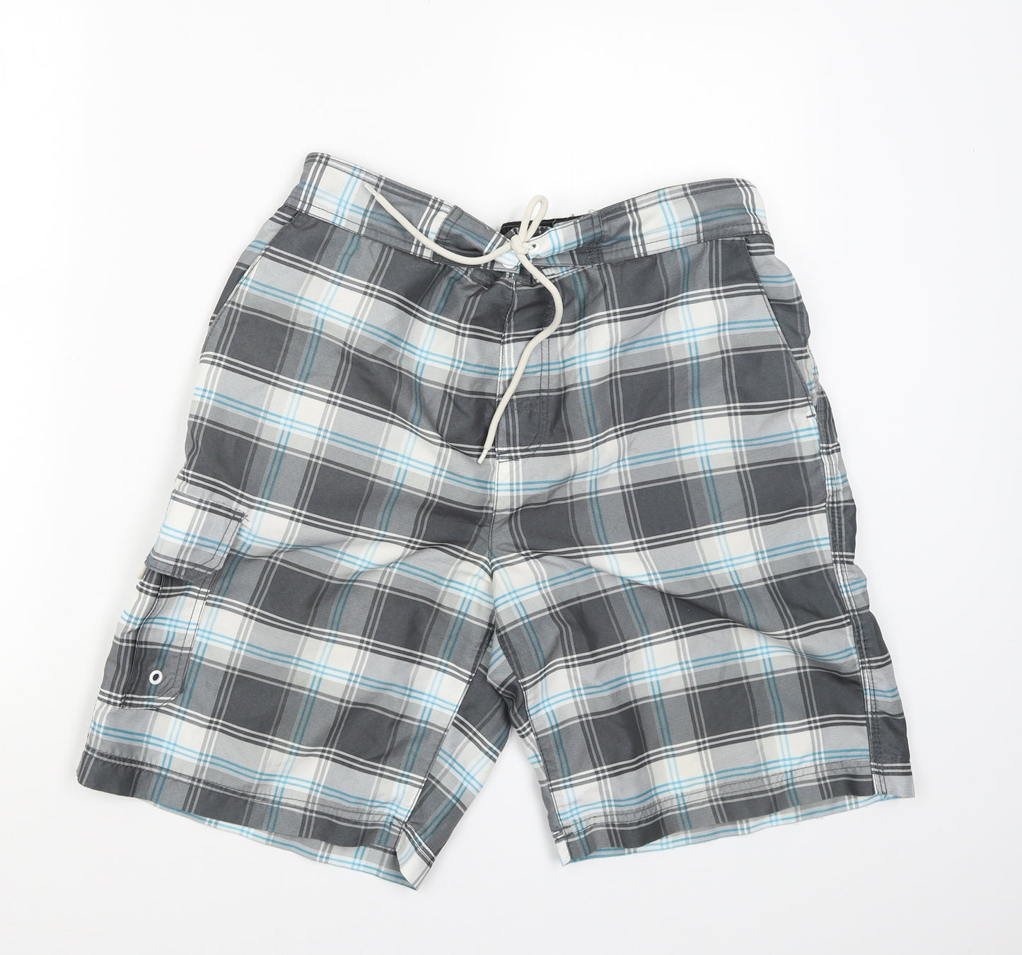 George Mens Grey Check  Sweat Shorts Size M