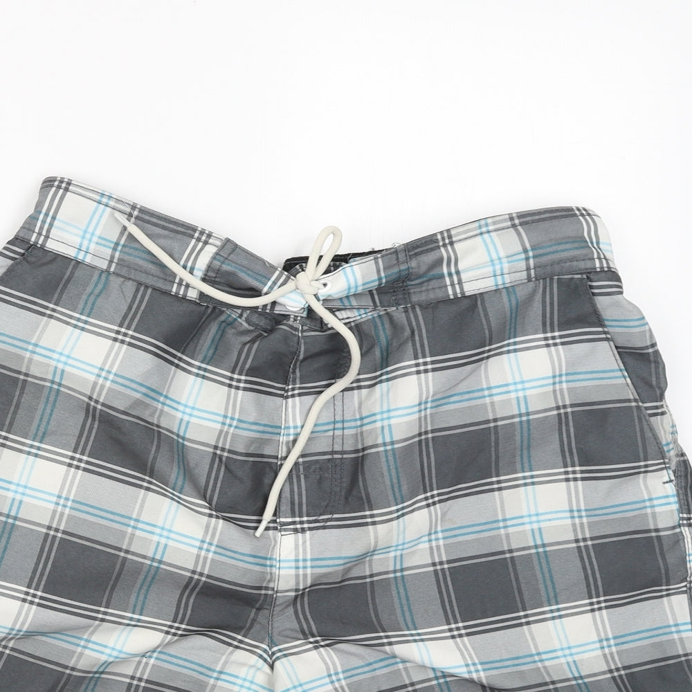 George Mens Grey Check  Sweat Shorts Size M