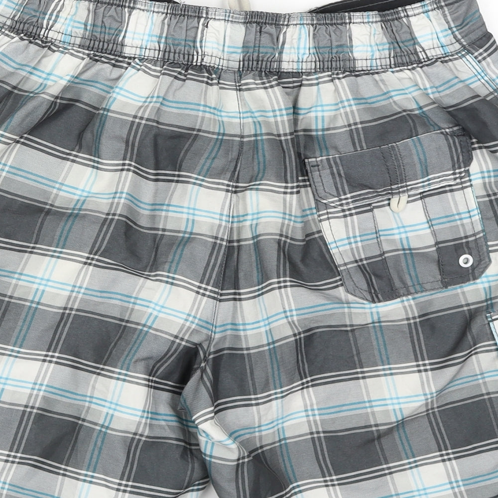 George Mens Grey Check  Sweat Shorts Size M