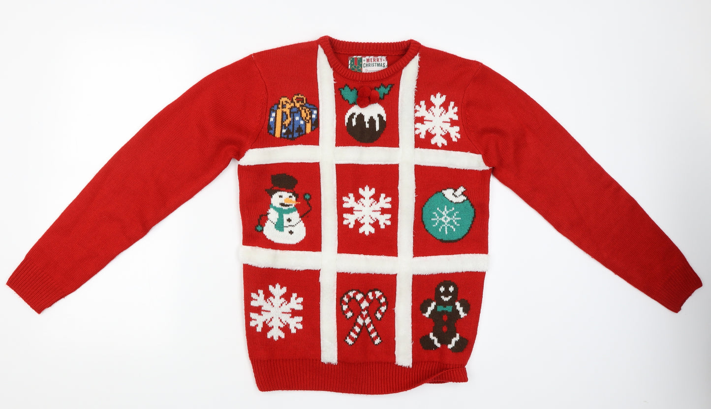 Cedar Wood State Womens Red   Pullover Jumper Size S  - Christmas Jumper