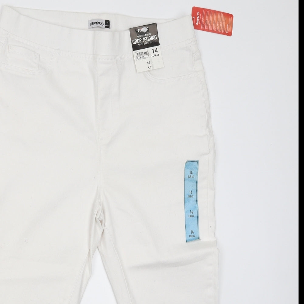 Pep&Co Womens White   Jegging Jeans Size 14 L22 in