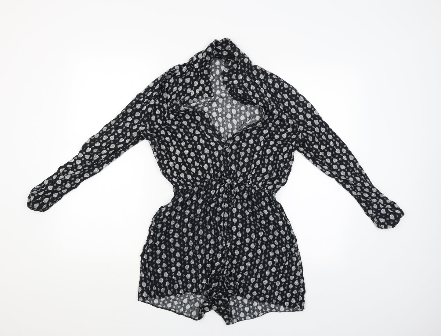 New Look Womens Black Paisley  Shirt Dress  Size 12