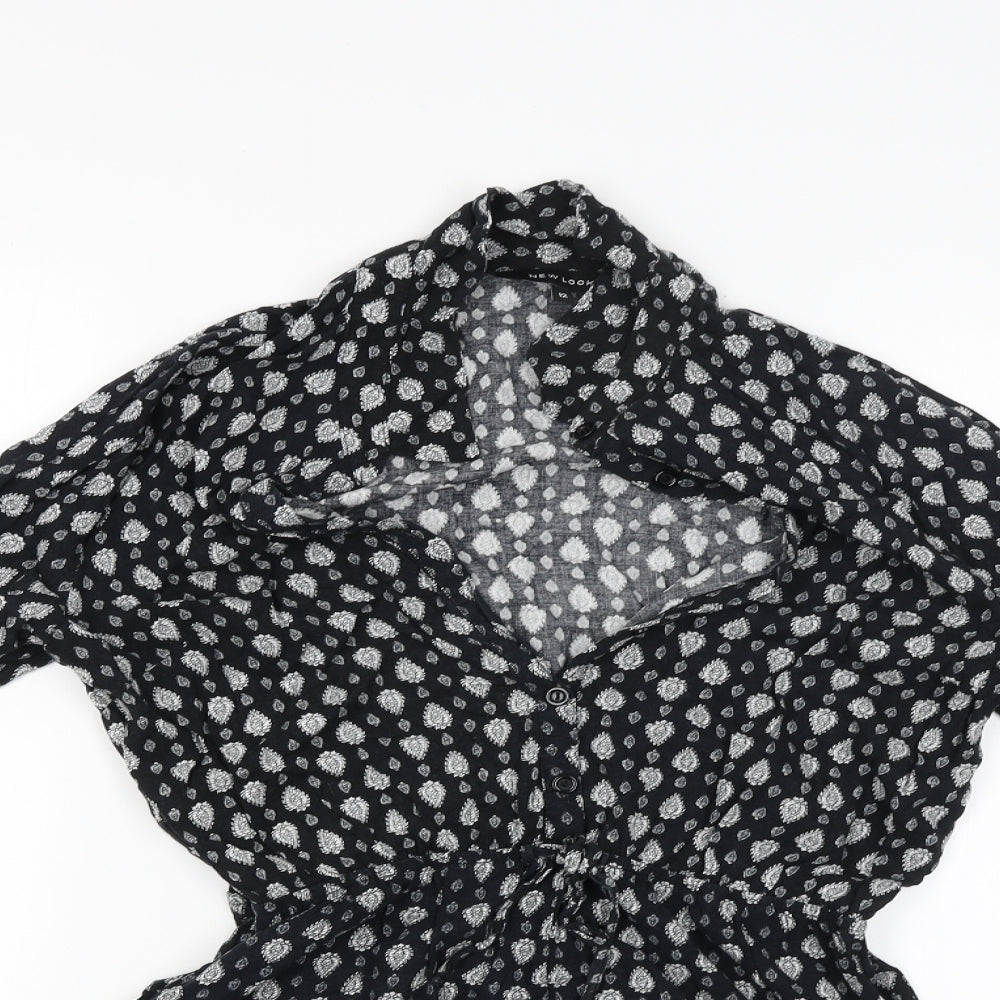 New Look Womens Black Paisley  Shirt Dress  Size 12
