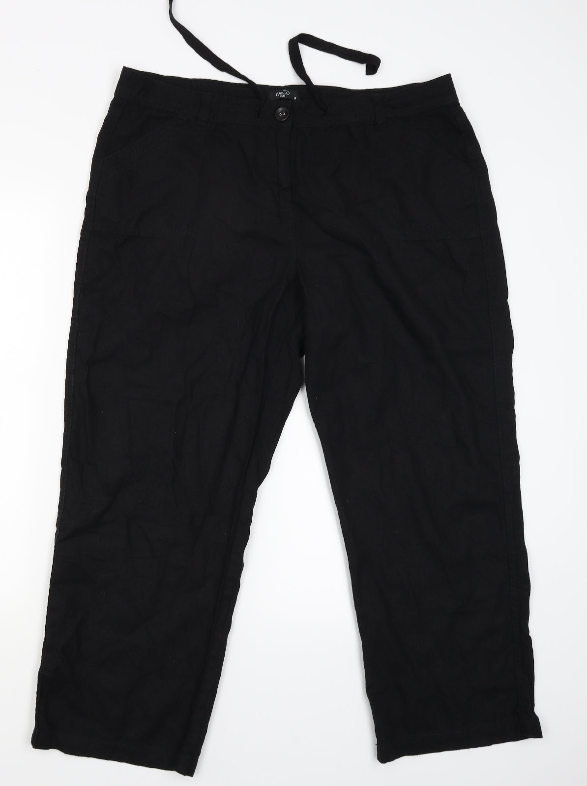 M&Co Womens Black   Capri Trousers Size 18 L29 in