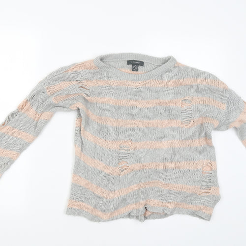 Primark Womens Grey Striped  Pullover Jumper Size M