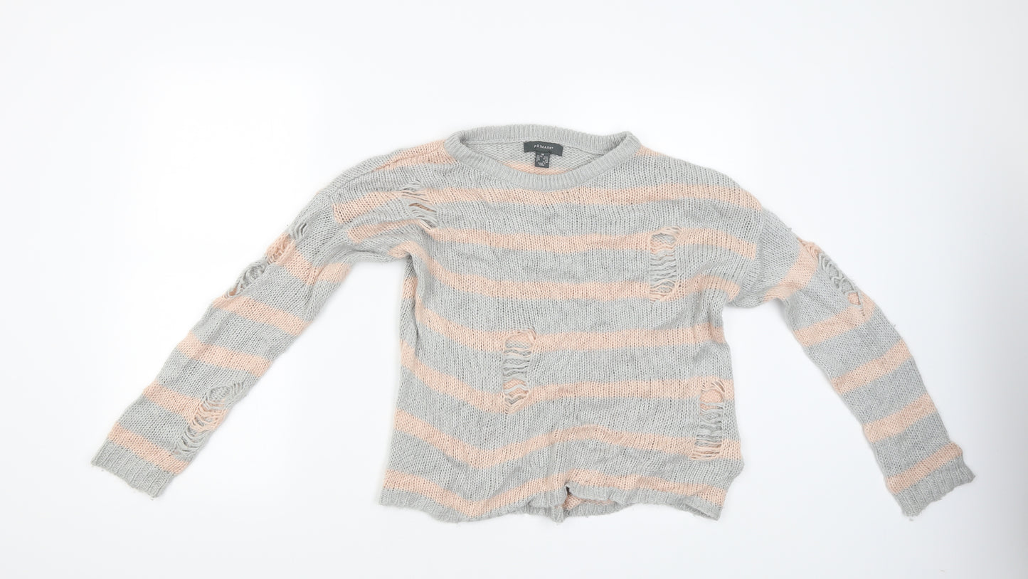 Primark Womens Grey Striped  Pullover Jumper Size M
