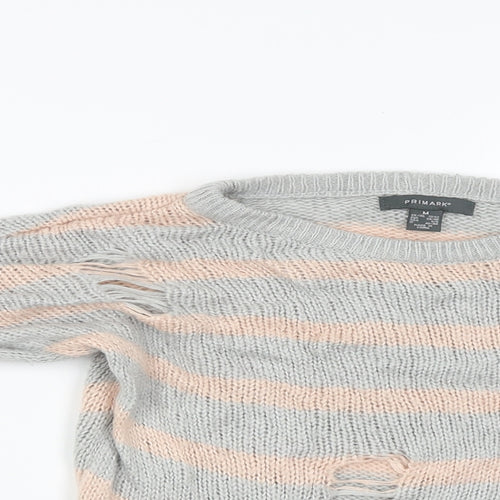 Primark Womens Grey Striped  Pullover Jumper Size M