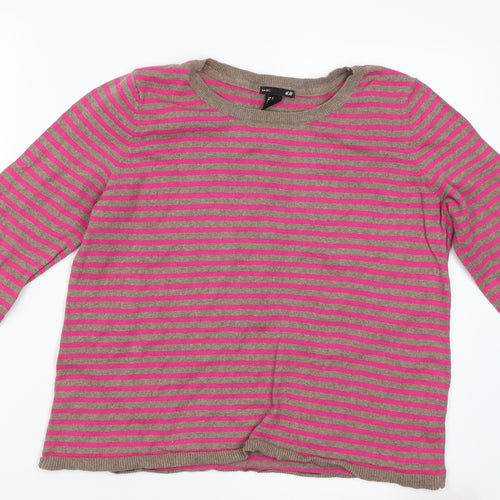 H&M Girls Pink Striped  Pullover Jumper Size M