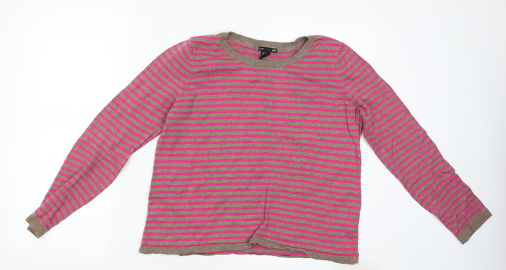 H&M Girls Pink Striped  Pullover Jumper Size M