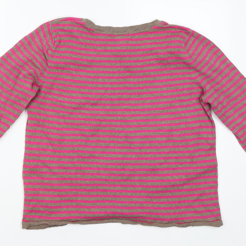H&M Girls Pink Striped  Pullover Jumper Size M