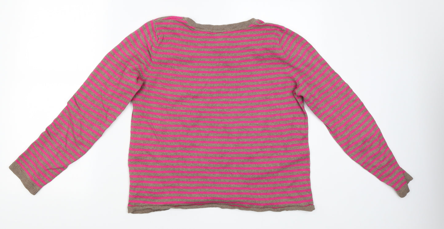H&M Girls Pink Striped  Pullover Jumper Size M