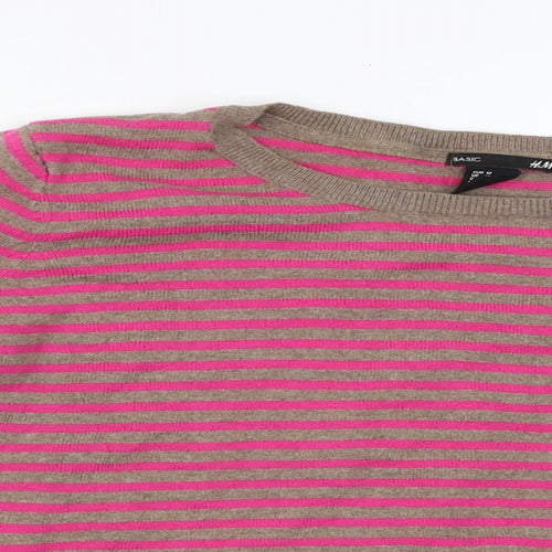 H&M Girls Pink Striped  Pullover Jumper Size M
