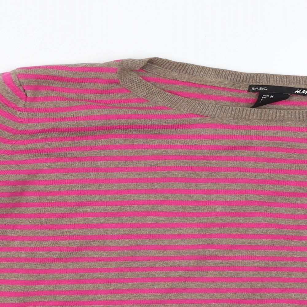 H&M Girls Pink Striped  Pullover Jumper Size M