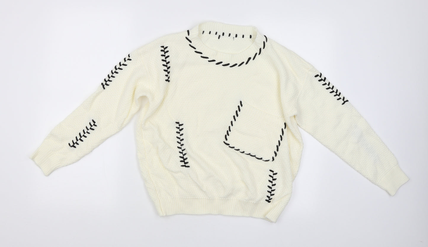 Preworn Womens White   Pullover Jumper Size M  - Black stitching