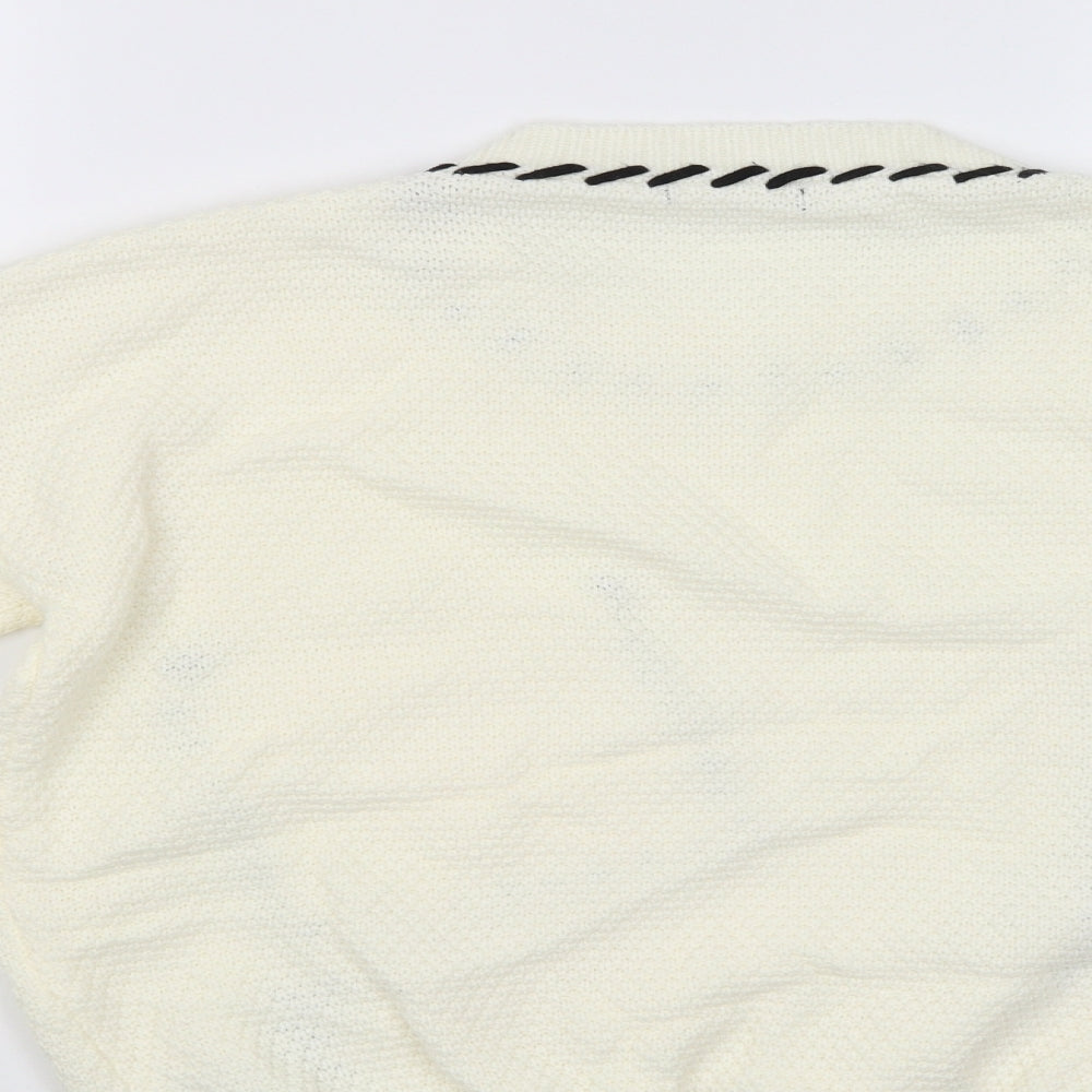 Preworn Womens White   Pullover Jumper Size M  - Black stitching