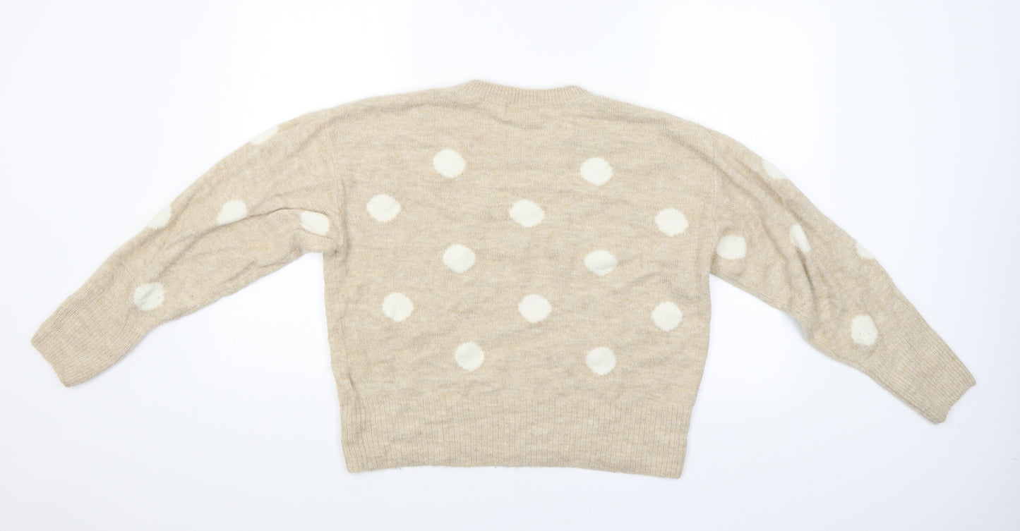 H&M Womens Beige   Pullover Jumper Size M  - Spotted pattern