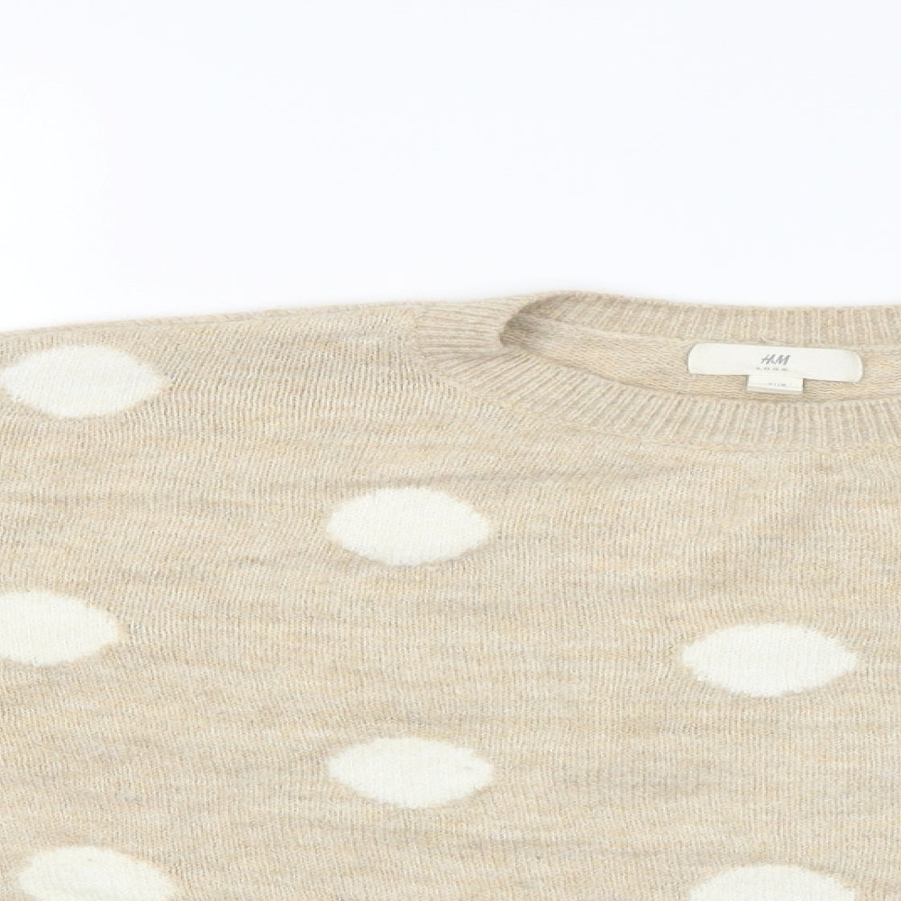H&M Womens Beige   Pullover Jumper Size M  - Spotted pattern