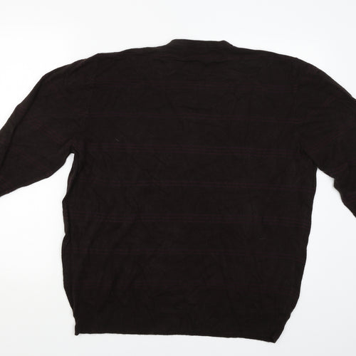 Marks and Spencer Mens Brown Striped  Pullover Jumper Size 2XL
