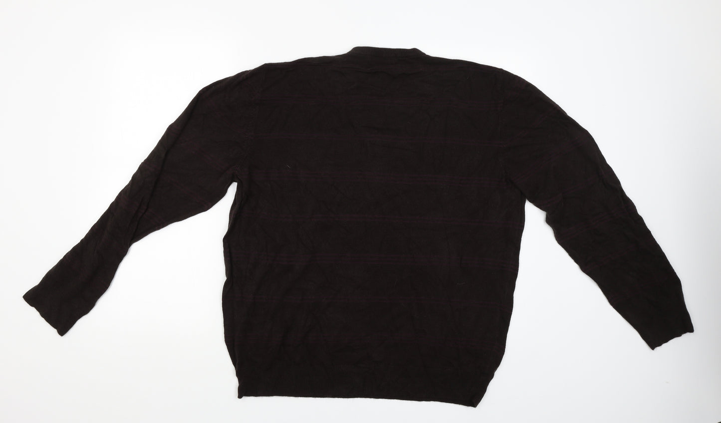Marks and Spencer Mens Brown Striped  Pullover Jumper Size 2XL