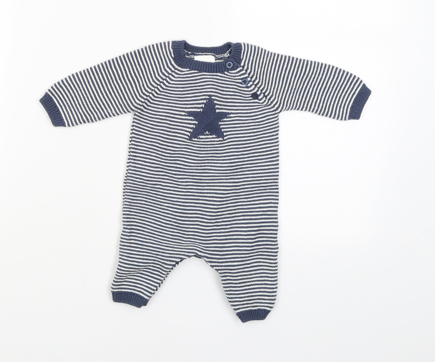 NEXT Boys Blue Striped  Babygrow One-Piece Size 0-3 Months  - Star