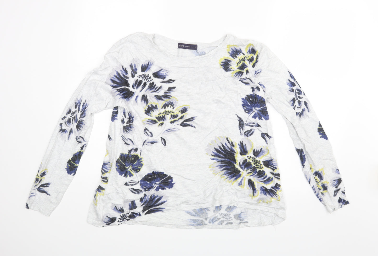 M&S Womens Grey Floral  Basic Blouse Size 12