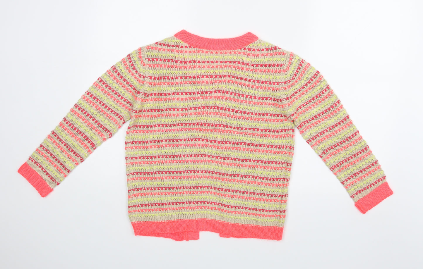 Preworn Womens Pink Striped  Cardigan Jumper