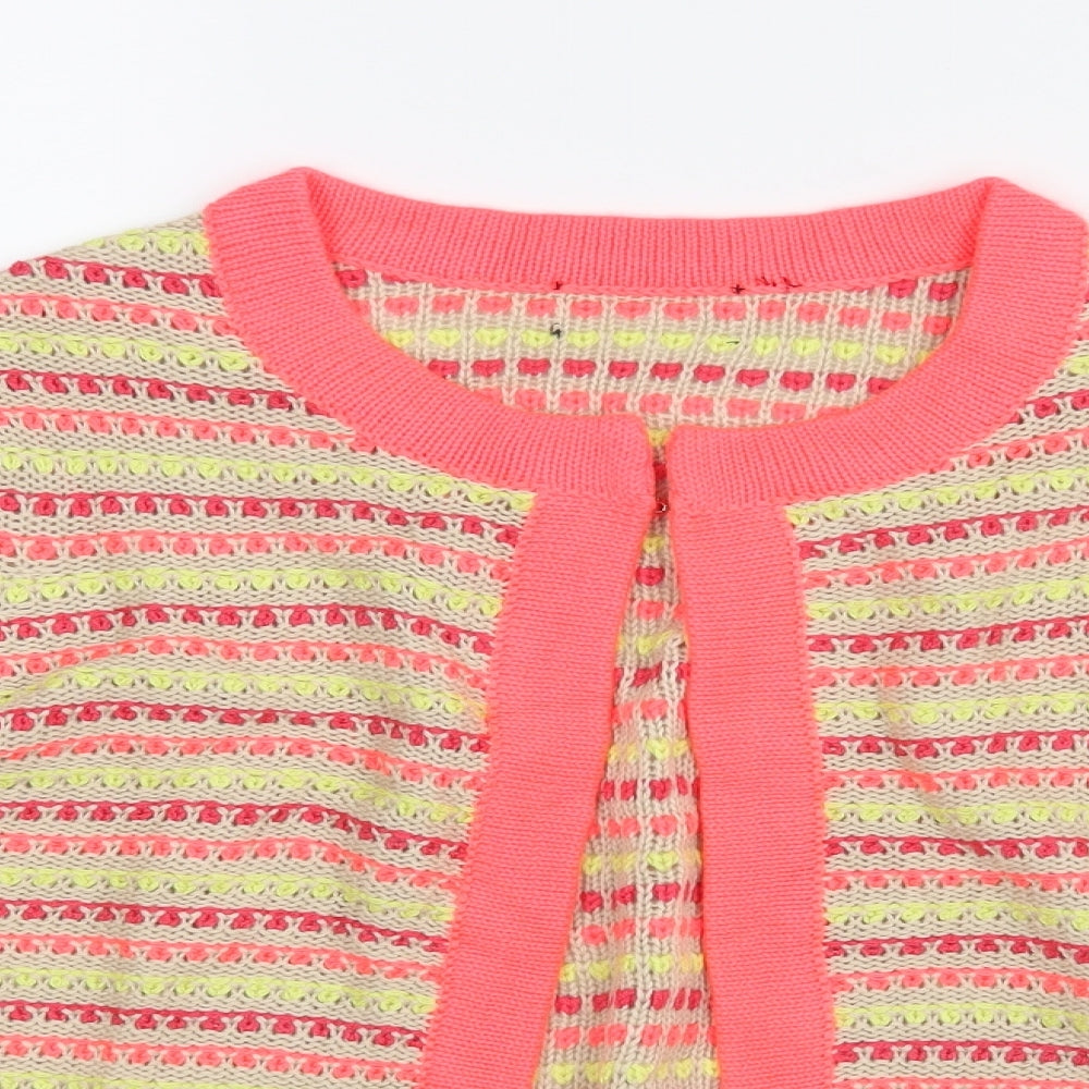 Preworn Womens Pink Striped  Cardigan Jumper
