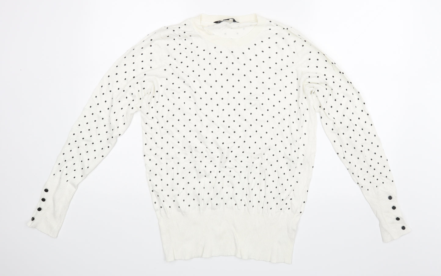 Dorothy Perkins Womens White Polka Dot  Pullover Jumper Size 8
