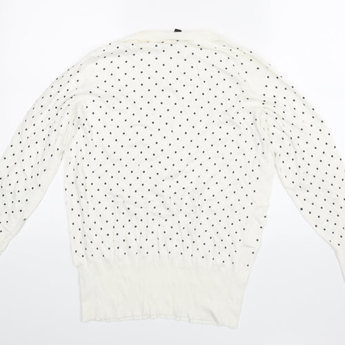 Dorothy Perkins Womens White Polka Dot  Pullover Jumper Size 8
