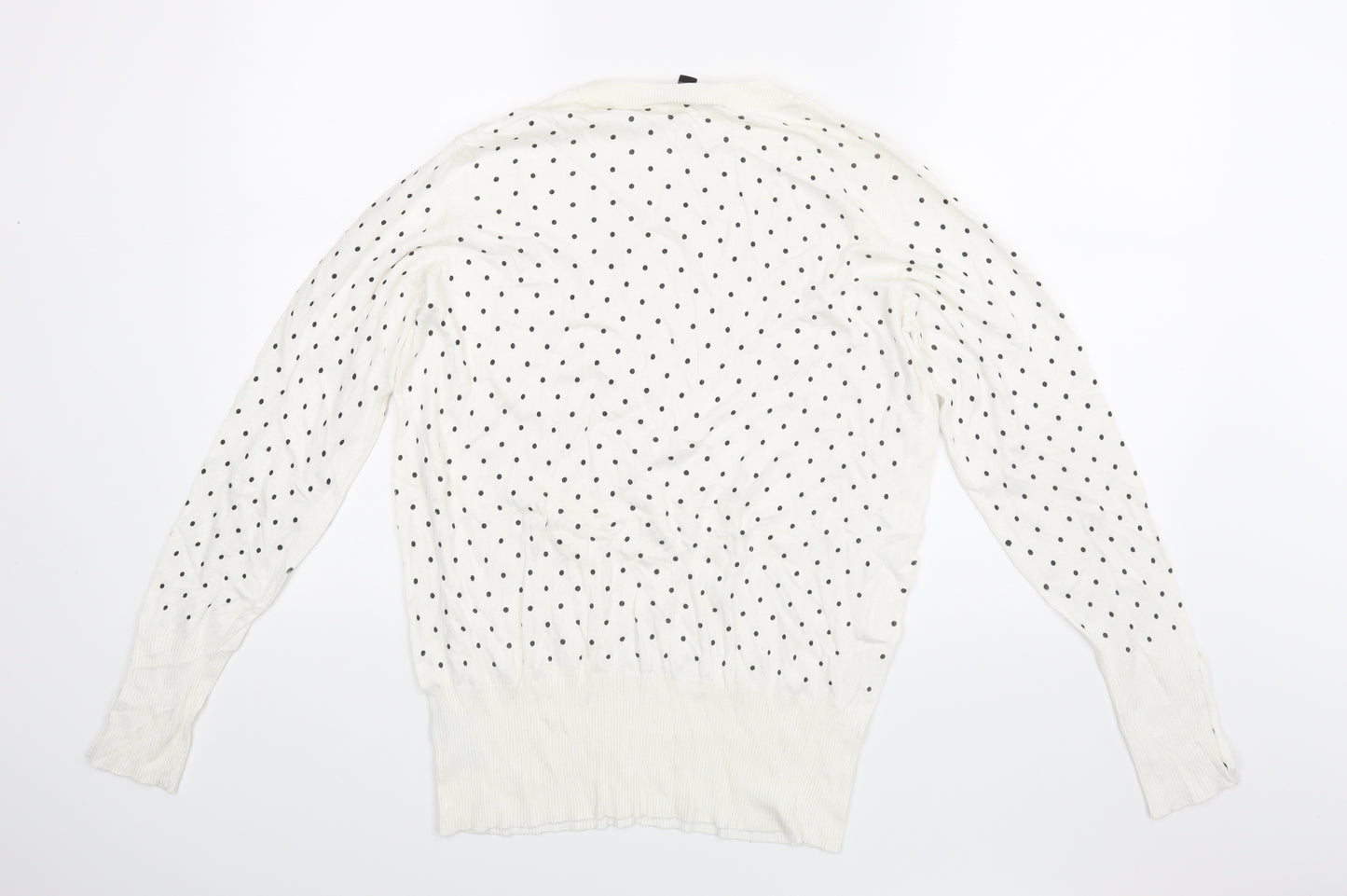 Dorothy Perkins Womens White Polka Dot  Pullover Jumper Size 8
