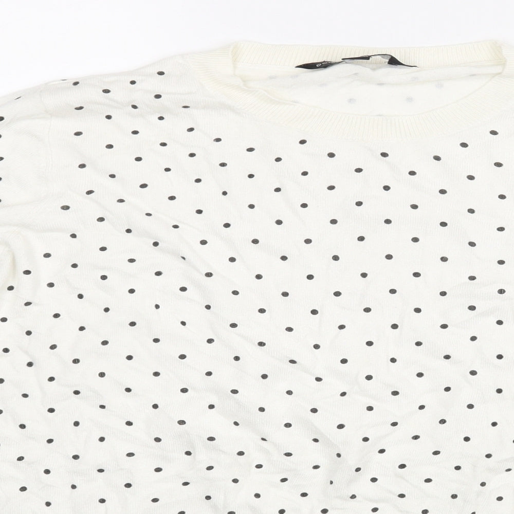Dorothy Perkins Womens White Polka Dot  Pullover Jumper Size 8