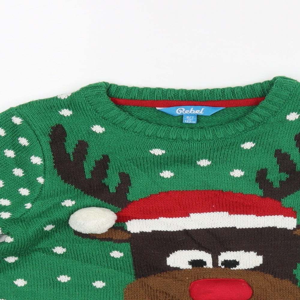 Robel Boys Green   Pullover Jumper Size 6-7 Years  - Christmas Jumper