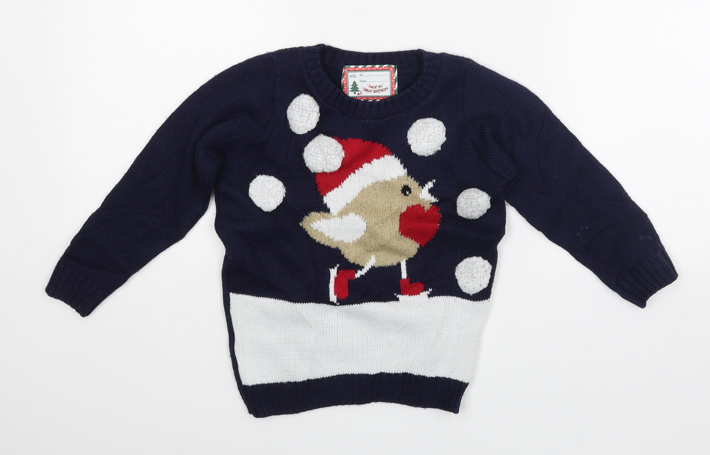 Made in Great Britain Boys Blue   Pullover Jumper Size 4-5 Years  - Christmas Jumper