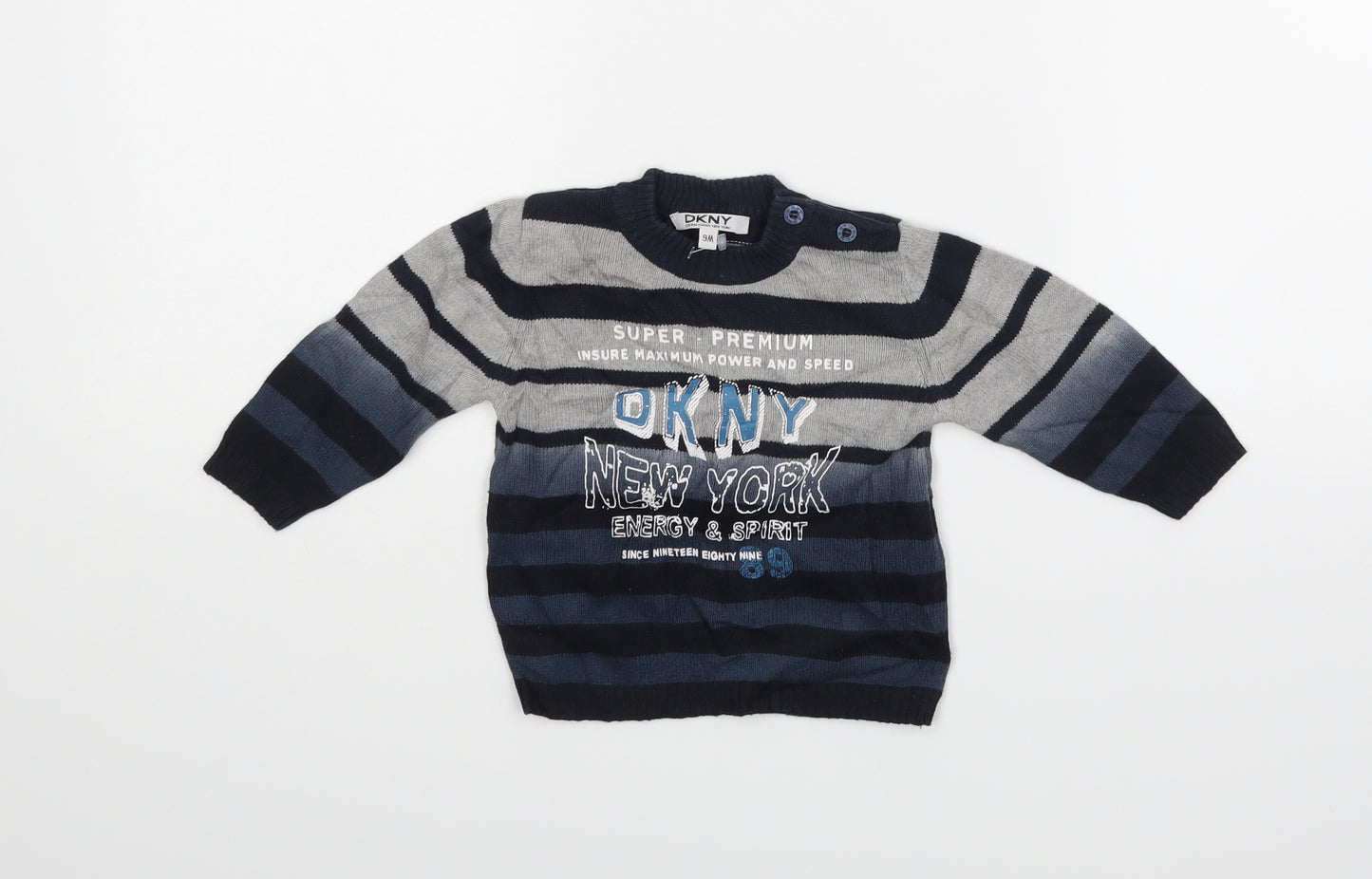 DKNY Baby Blue Striped  Pullover Jumper Size 9-12 Months