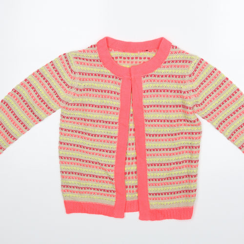 Preworn Girls Pink Striped  Wrap Jumper