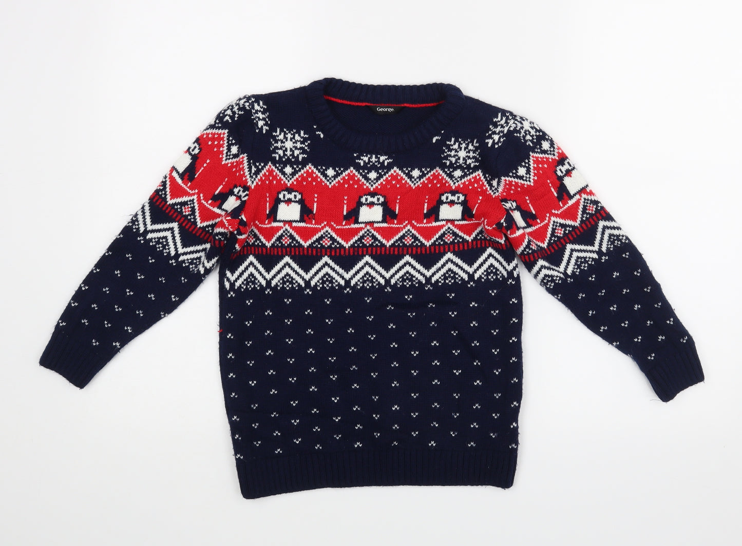 George Boys Blue   Pullover Jumper Size 7-8 Years  - Christmas Jumper